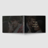 黒モダン金ゴールド2フォトオーバーレイ結婚ズ ゲストブック (全面)