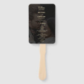 黒モダン金ゴールド2フォトオーバーレイ結婚式 プログラム ハンドファン (正面)