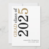 黒モダン金ゴールド2025卒業発表 案内状 (正面)