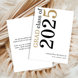 黒モダン金ゴールド2025卒業発表 案内状