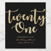 黒モダン金ゴールド21歳の誕生日パーソナライズされた ワインラベル (シングルラベル)