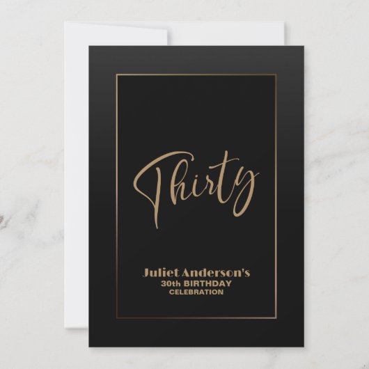 黒モダン金ゴールド30歳の誕生日パーティー 招待状 (裏面)
