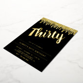 黒モダン金ゴールド30thバースデーフォイル招待状 箔招待状 (回転した状態)