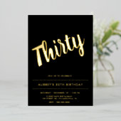 黒モダン金ゴールド30thバースデーフォイル招待状 箔招待状 (立ち正面)