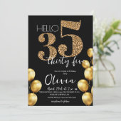 黒モダン金ゴールド35歳35歳の誕生日パーティー 招待状 (スタンド正面)