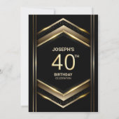 黒モダン金ゴールド40歳の誕生日パーティー 招待状 (裏面)