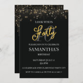 黒モダン金ゴールド40th誕生日招待状 招待状 (正面/裏面)