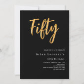 黒モダン金ゴールド50歳 招待状 (正面)