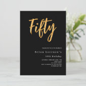 黒モダン金ゴールド50歳 招待状 (スタンド正面)
