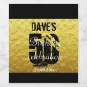 黒モダン金ゴールド50thバースデーパーティーボトル ワインラベル (シングルラベル)