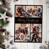黒モダン金ゴールド5 Photo Collageクリスマス シーズンカード
