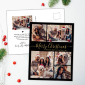 黒モダン金ゴールド5 photo Collageクリスマス ポストカード
