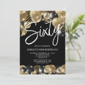 黒モダン金ゴールド60誕生日 招待状 (スタンド正面)