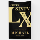 黒モダン金ゴールド60誕生日 横断幕 (縦)