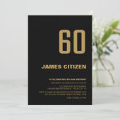 黒モダン金ゴールド60th誕生日パーティー 招待状 (スタンド正面)