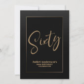 黒モダン金ゴールド60th誕生日パーティー 招待状 (裏面)
