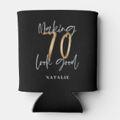 黒モダン金ゴールド70歳の誕生日スタイリッシュ 缶クーラー (裏面)