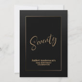 黒モダン金ゴールド70th誕生日パーティー 招待状 (裏面)