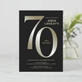 黒モダン金ゴールド70th誕生日パーティー 招待状 (スタンド正面)