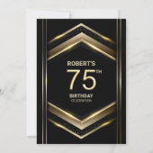 黒モダン金ゴールド75th誕生日パーティー 招待状 (裏面)