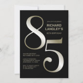 黒モダン金ゴールド85th誕生日パーティー 招待状 (正面)