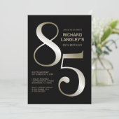 黒モダン金ゴールド85th誕生日パーティー 招待状 (スタンド正面)