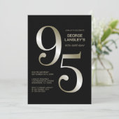 黒モダン金ゴールド95th誕生日パーティー 招待状 (スタンド正面)