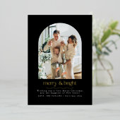 黒モダン金フォイル写真ホリデーカード 箔シーズンカード (立ち正面)