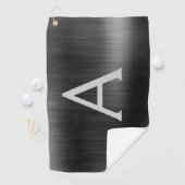 黒モダン金属箔モノグラム名 ゴルフタオル (インサイチュ)