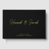 黒モダン金箔結婚s ゲストブック (正面)