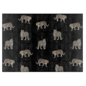 黒モダン金豹のジャングル動物 カッティングボード (正面)