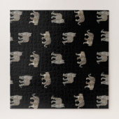 黒モダン金豹のジャングル動物 ジグソーパズル (横)