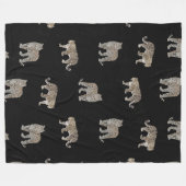 黒モダン金豹のジャングル動物 フリースブランケット (正面(横))