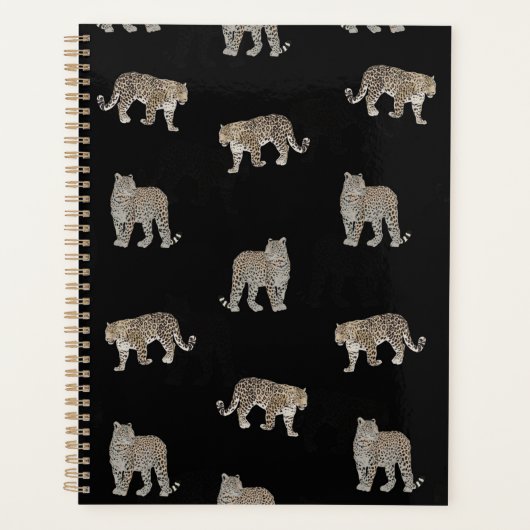 黒モダン金豹のジャングル動物 プランナー手帳 (正面)