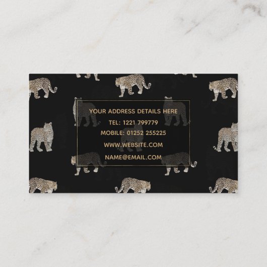 黒モダン金豹のジャングル動物 名刺 (裏面)