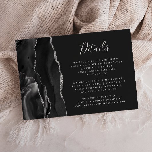 黒モダン銀アガテダーク結婚詳細 エンクロージャーカード