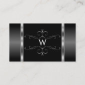 黒モダン銀オーナメントモノグラ華美ム 名刺 (正面)