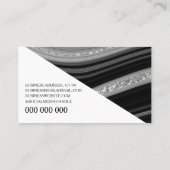 黒モダン銀グリッター大理石アゲートモノグラム 名刺 (裏面)