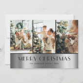 黒モダン銀写真コラージュのクリスマスカード シーズンカード (正面)
