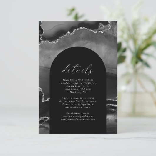 黒モダン銀瑪瑙アー結婚チ詳細 エンクロージャーカード (スタンド正面)