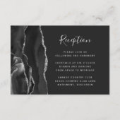 黒モダン銀瑪瑙ダークウェディングレセプション エンクロージャーカード (正面)