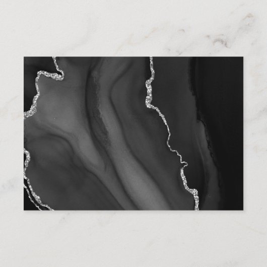 黒モダン銀瑪瑙ダークウェディングレセプション エンクロージャーカード (裏面)