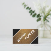 黒モダン銅と金ゴールド銅ミニマル 名刺 (スタンド正面)