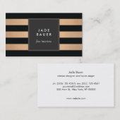 黒モダン銅インテリアデザイストライプのナー 名刺 (正面/裏面)