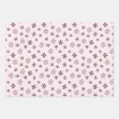 黒モダン雪片ブルーピンクホワイトクリスマス ラッピングペーパーシート (正面2)