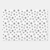 黒モダン雪片ブルーピンクホワイトクリスマス ラッピングペーパーシート (正面)