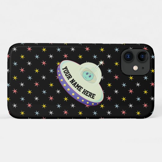 黒モダン飛んでいるの数々の皿と色の星 Case-Mate iPhoneケース (裏面(横))