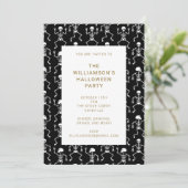 黒モダン骨不気味ハローウィンパーティ 招待状 (スタンド正面)