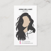 黒モダン髪の女の子イヤリングディスプレイ 名刺 (正面)