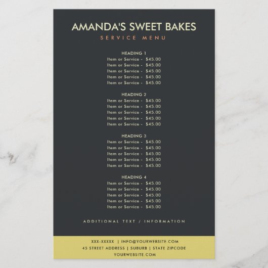 黒モダン黄はっきりした写真価格サービス チラシ (正面)